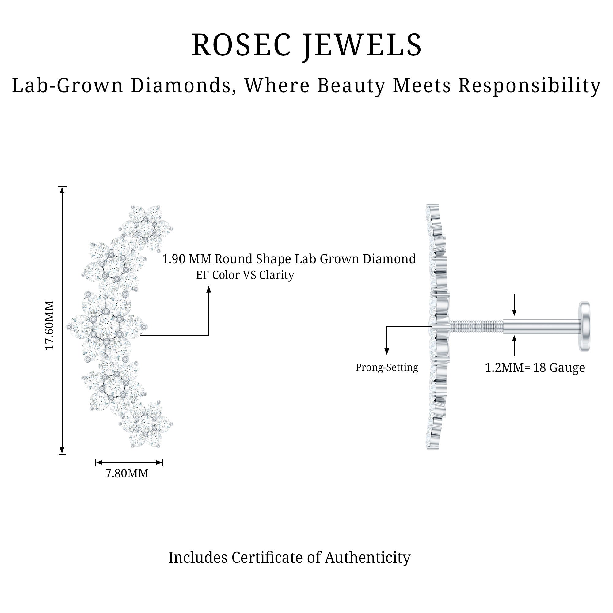 Diamond Flower Ear Crawler Earring