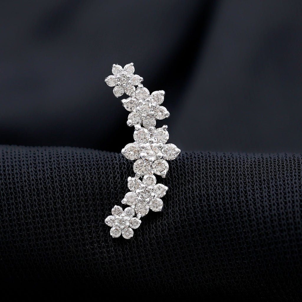 Diamond Flower Ear Crawler Earring