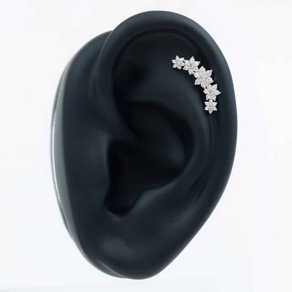 Diamond Flower Ear Crawler Earring