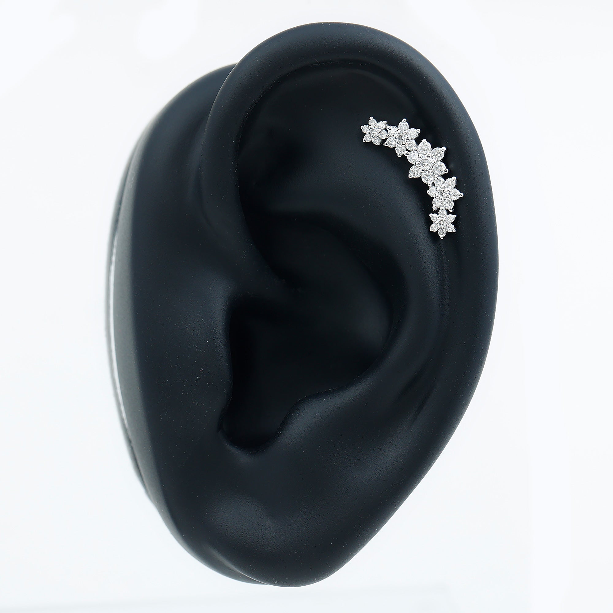 Diamond Flower Ear Crawler Earring