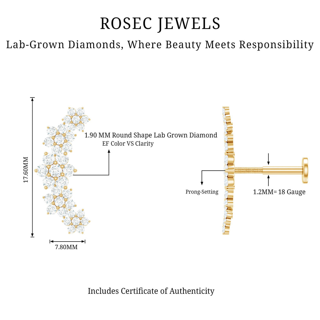 Diamond Flower Ear Crawler Earring