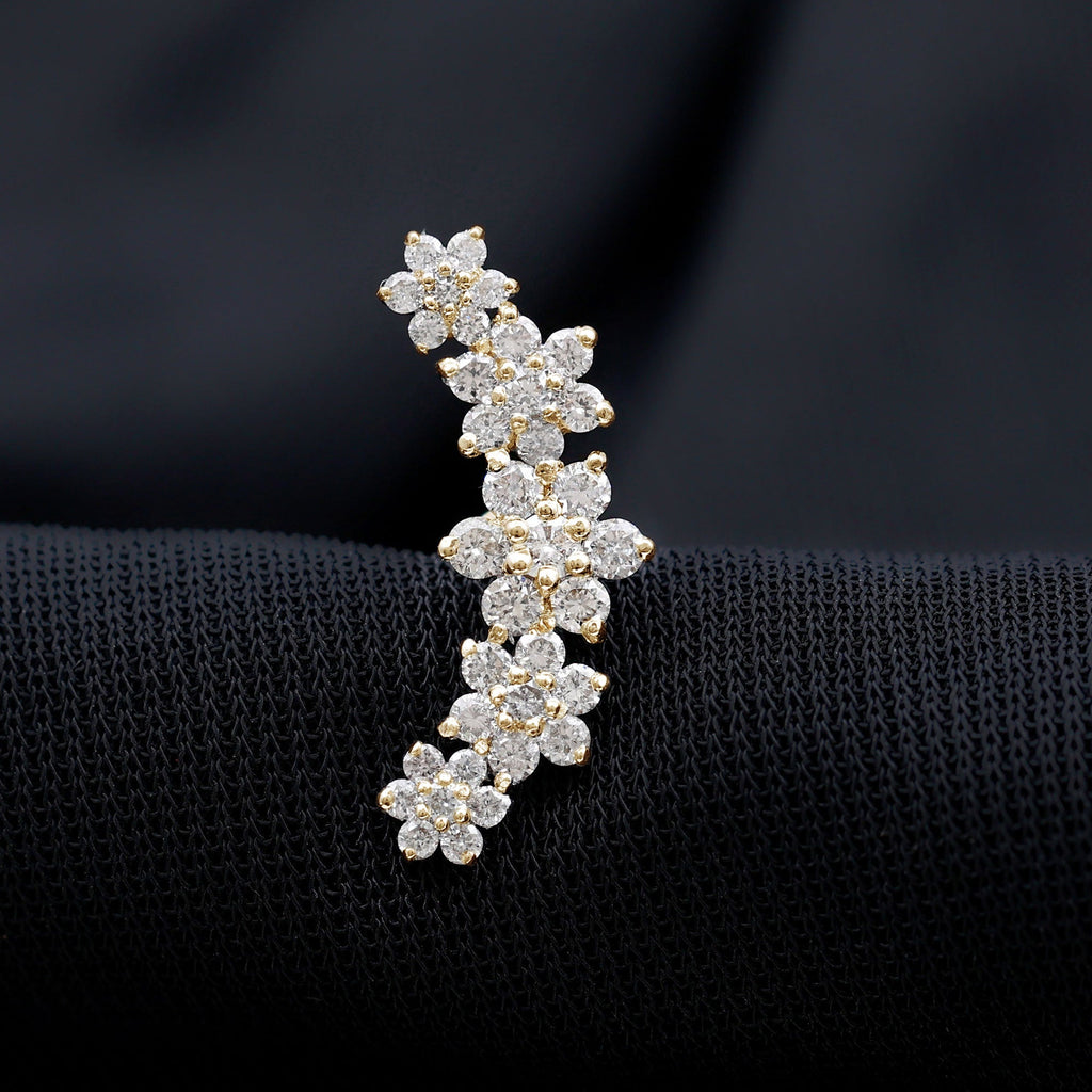 Diamond Flower Ear Crawler Earring
