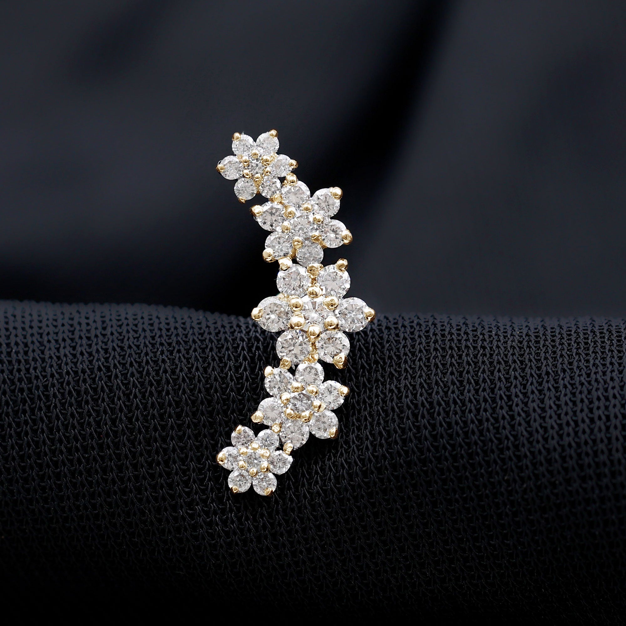 Diamond Flower Ear Crawler Earring