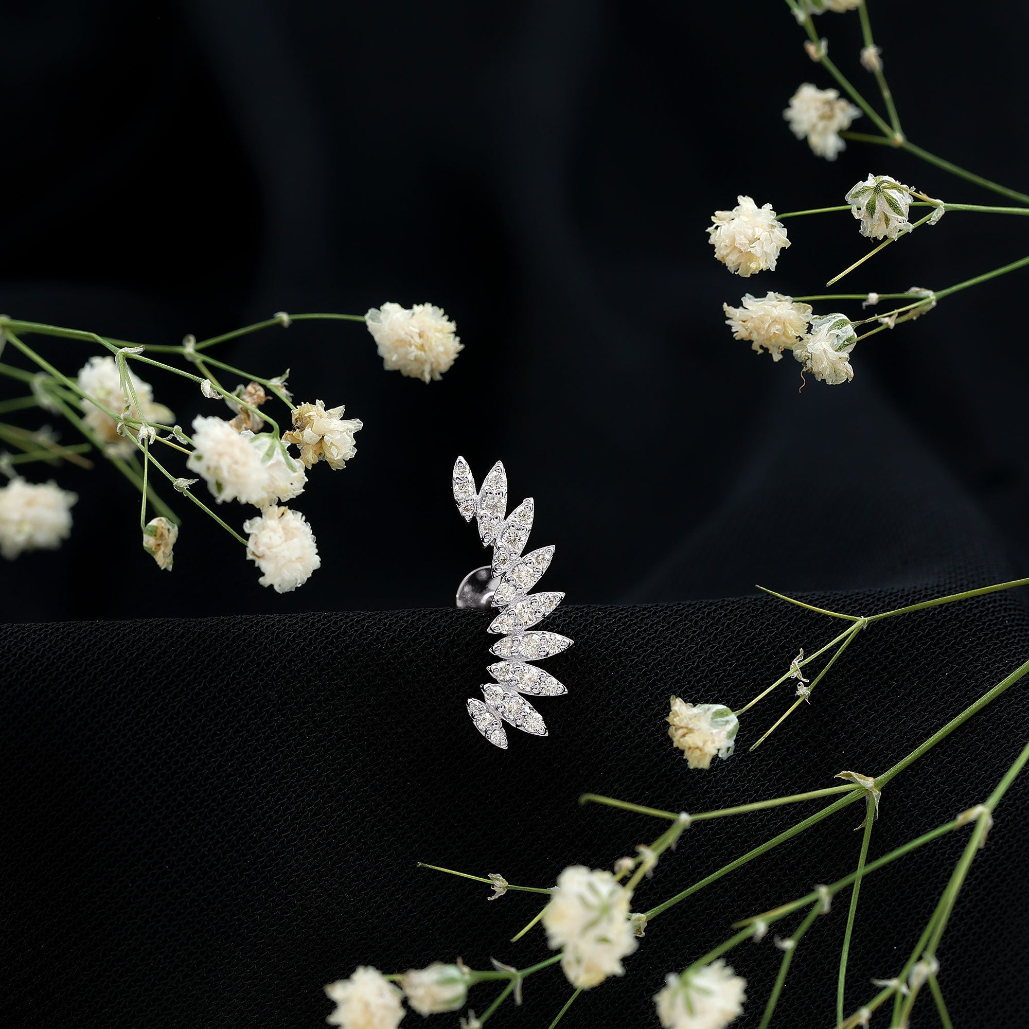 Diamond Wing Crawler Earring for Helix Piercing