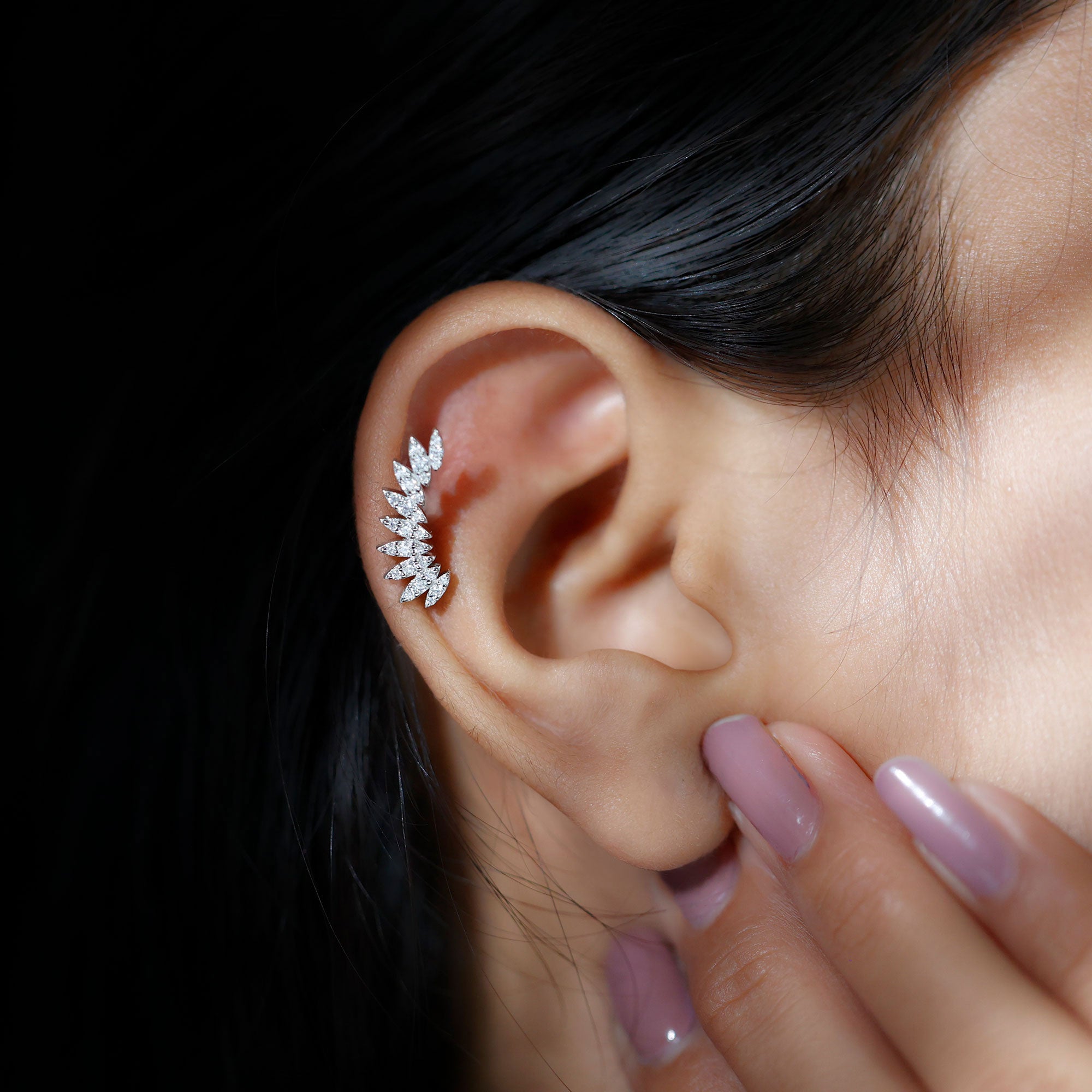 Diamond Wing Crawler Earring for Helix Piercing