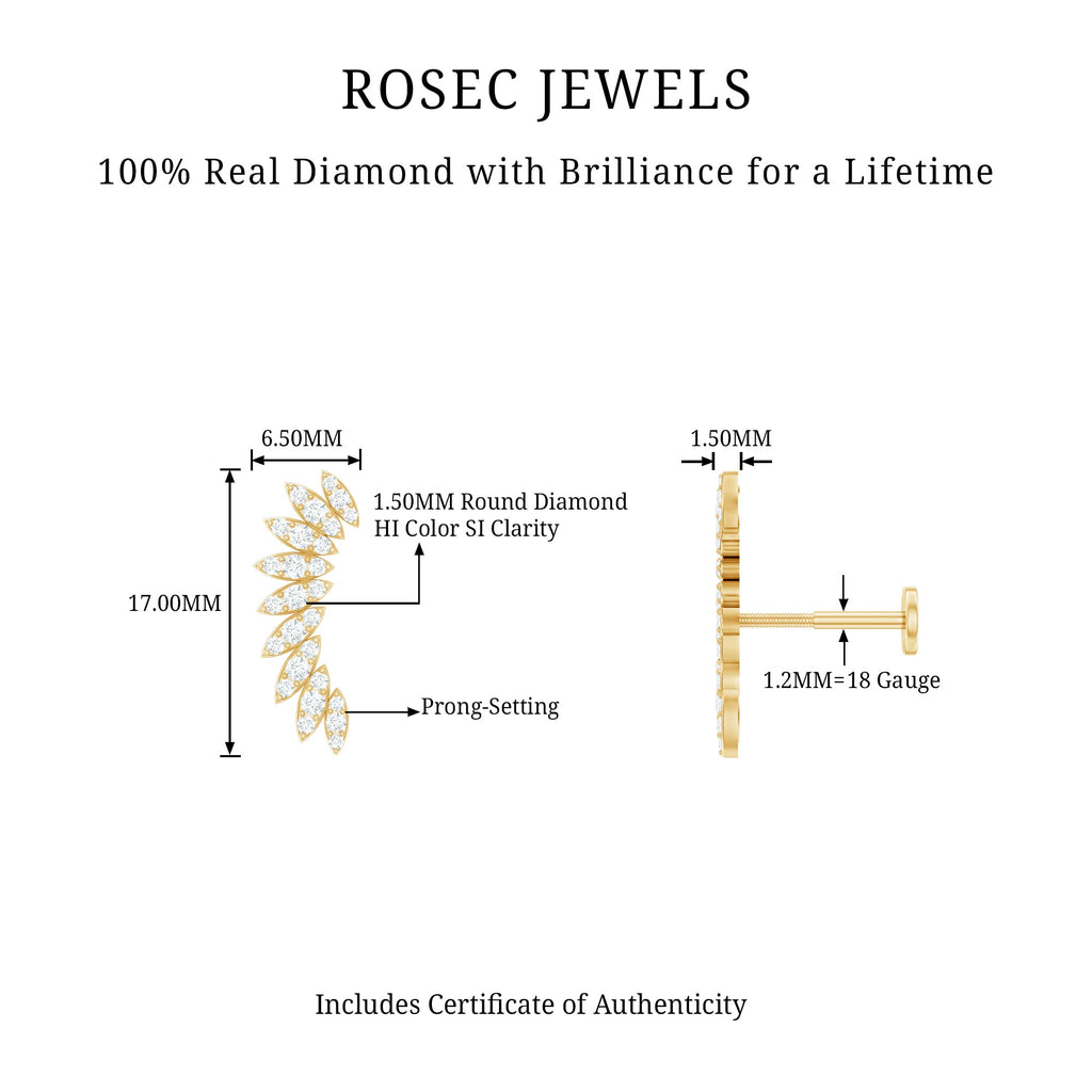 Diamond Wing Crawler Earring for Helix Piercing