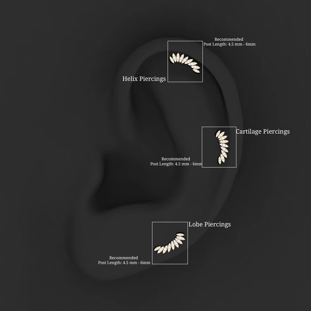 Diamond Wing Crawler Earring for Helix Piercing