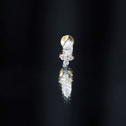 Pear Shape Diamond Cluster Earring for Helix Piercing