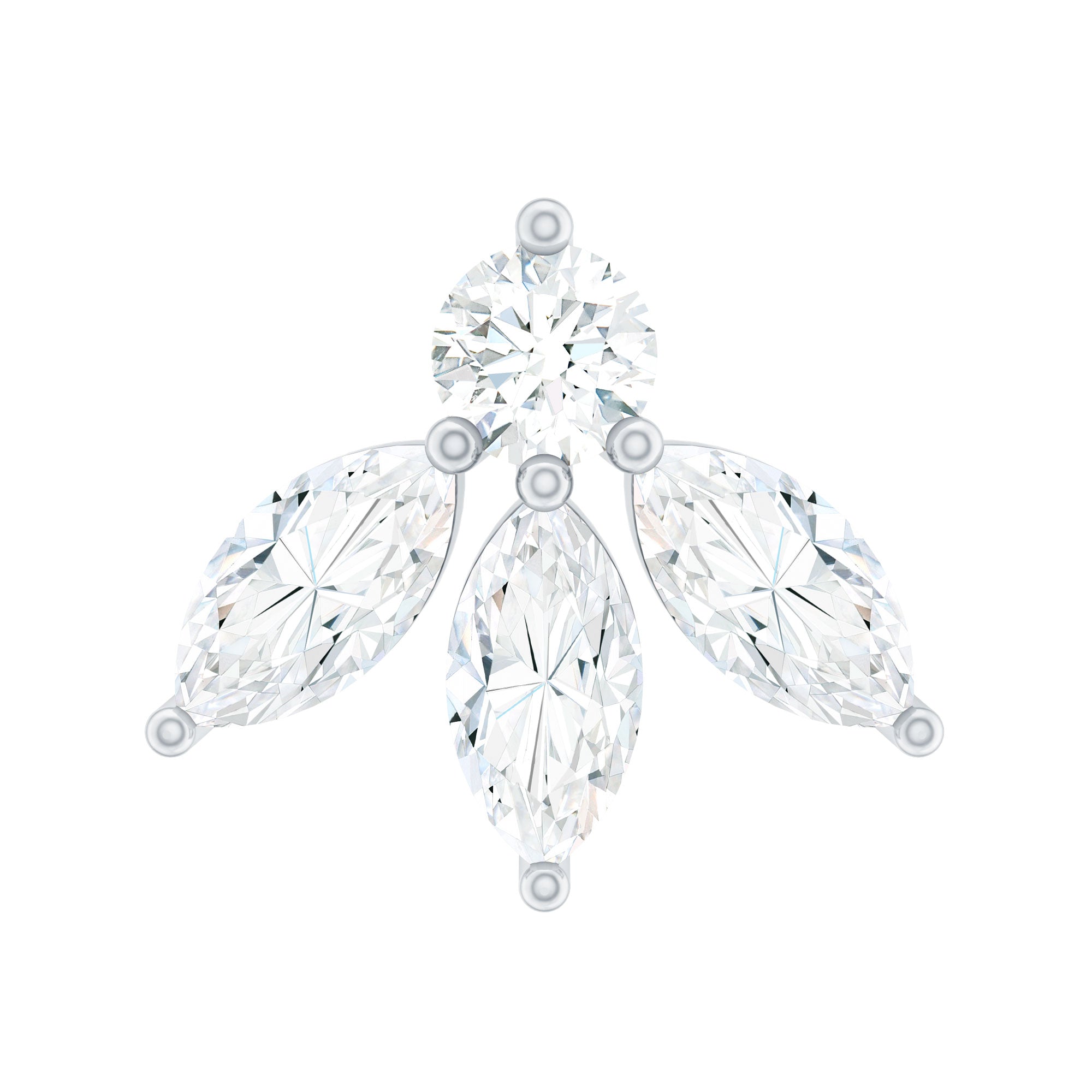 Marquise Shape Diamond Leaf Earring for Helix Piercing