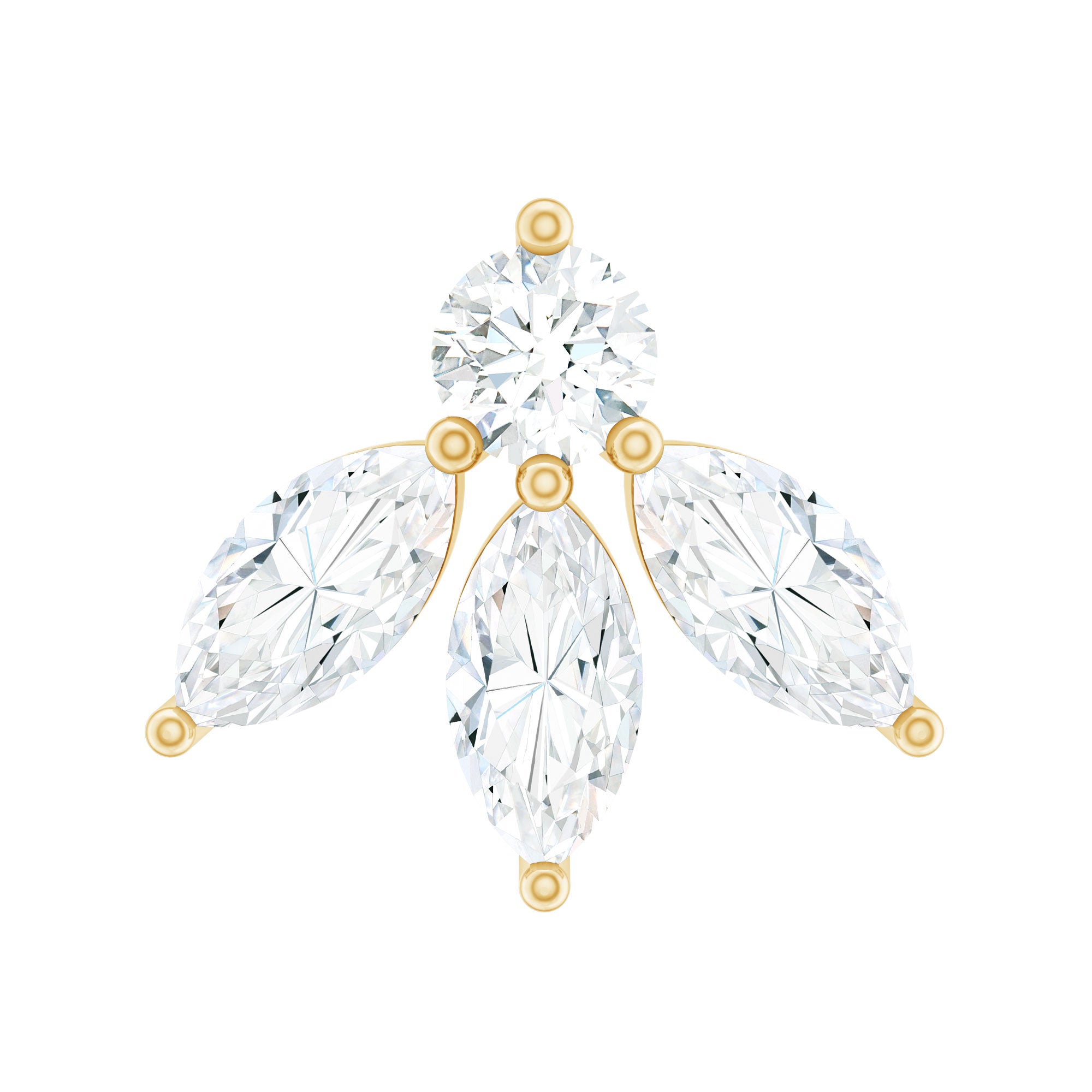 Marquise Shape Diamond Leaf Earring for Helix Piercing