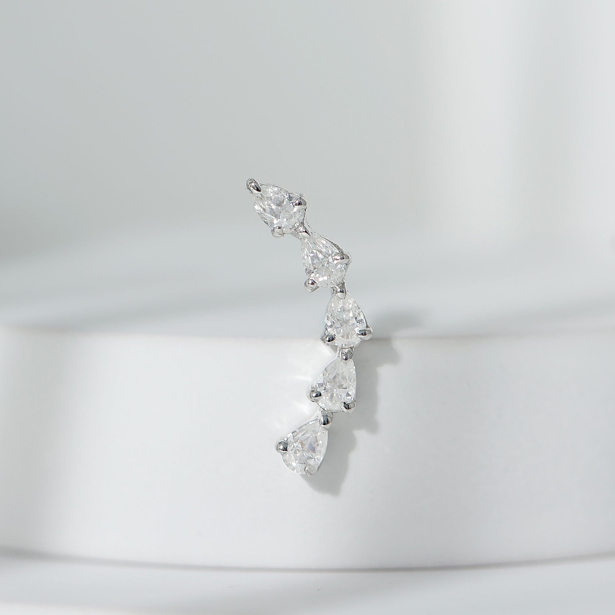 Certified Pear Cut Moissanite Ear Crawler Earring