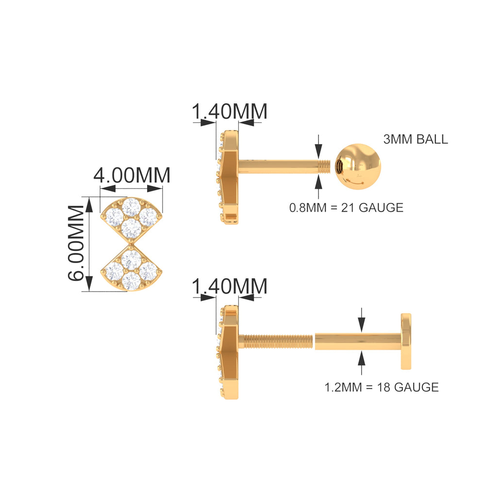 Genuine Diamond Bow Earring for Tragus Piercing