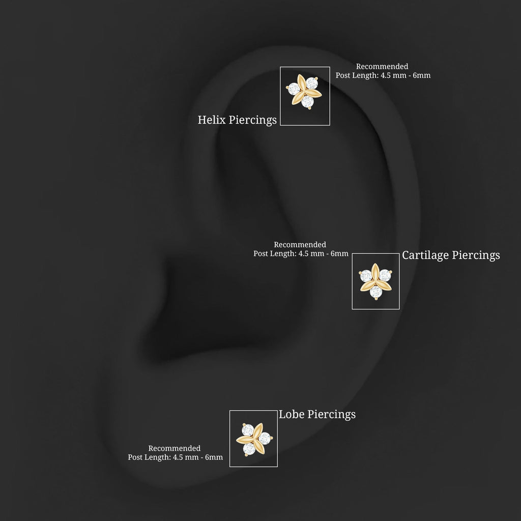 Brilliant Cut Diamond Floral Earring for Conch Piercing