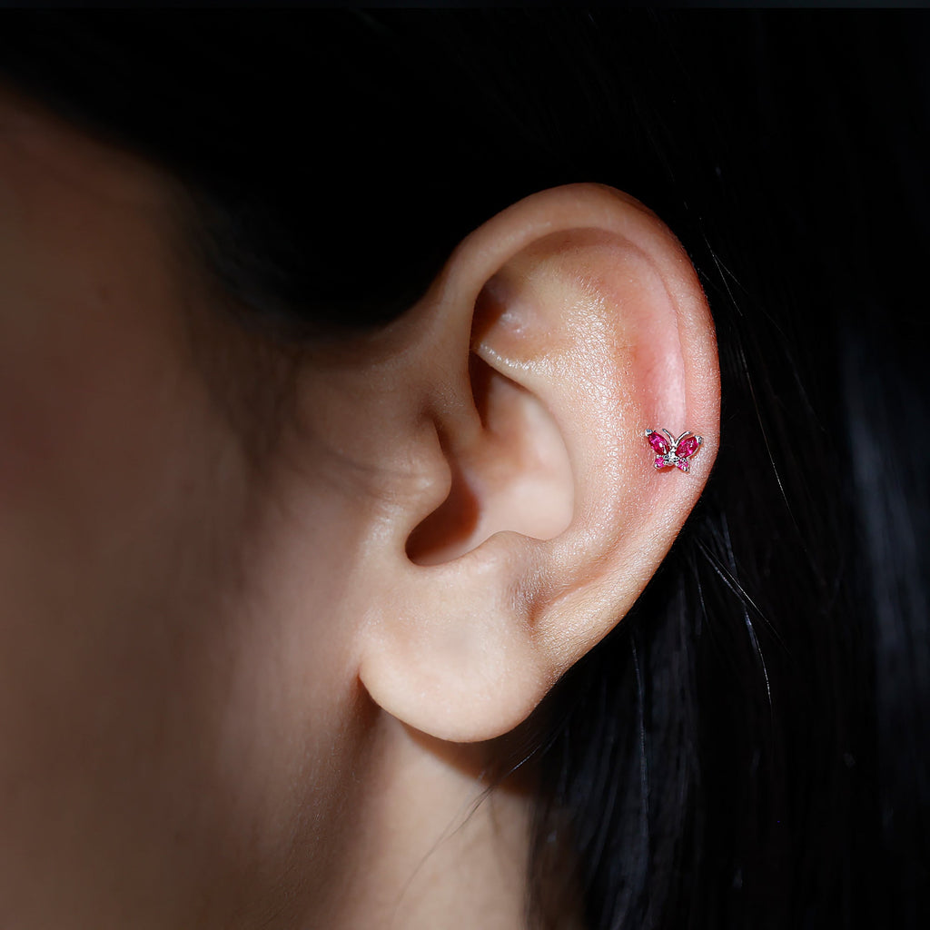 Adorable Marquise Ruby Butterfly Conch Earring