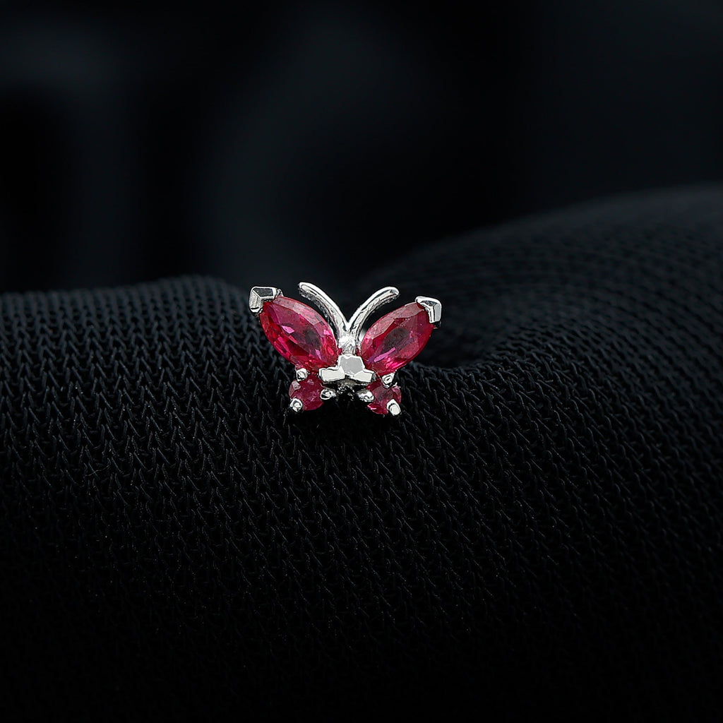Adorable Marquise Ruby Butterfly Conch Earring