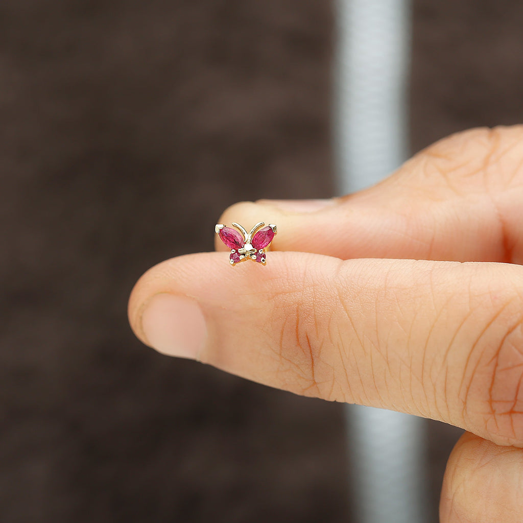 Adorable Marquise Ruby Butterfly Conch Earring