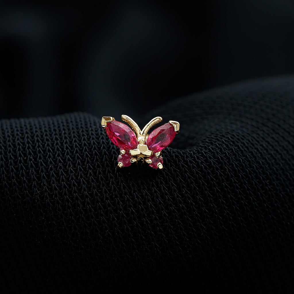 Adorable Marquise Ruby Butterfly Conch Earring