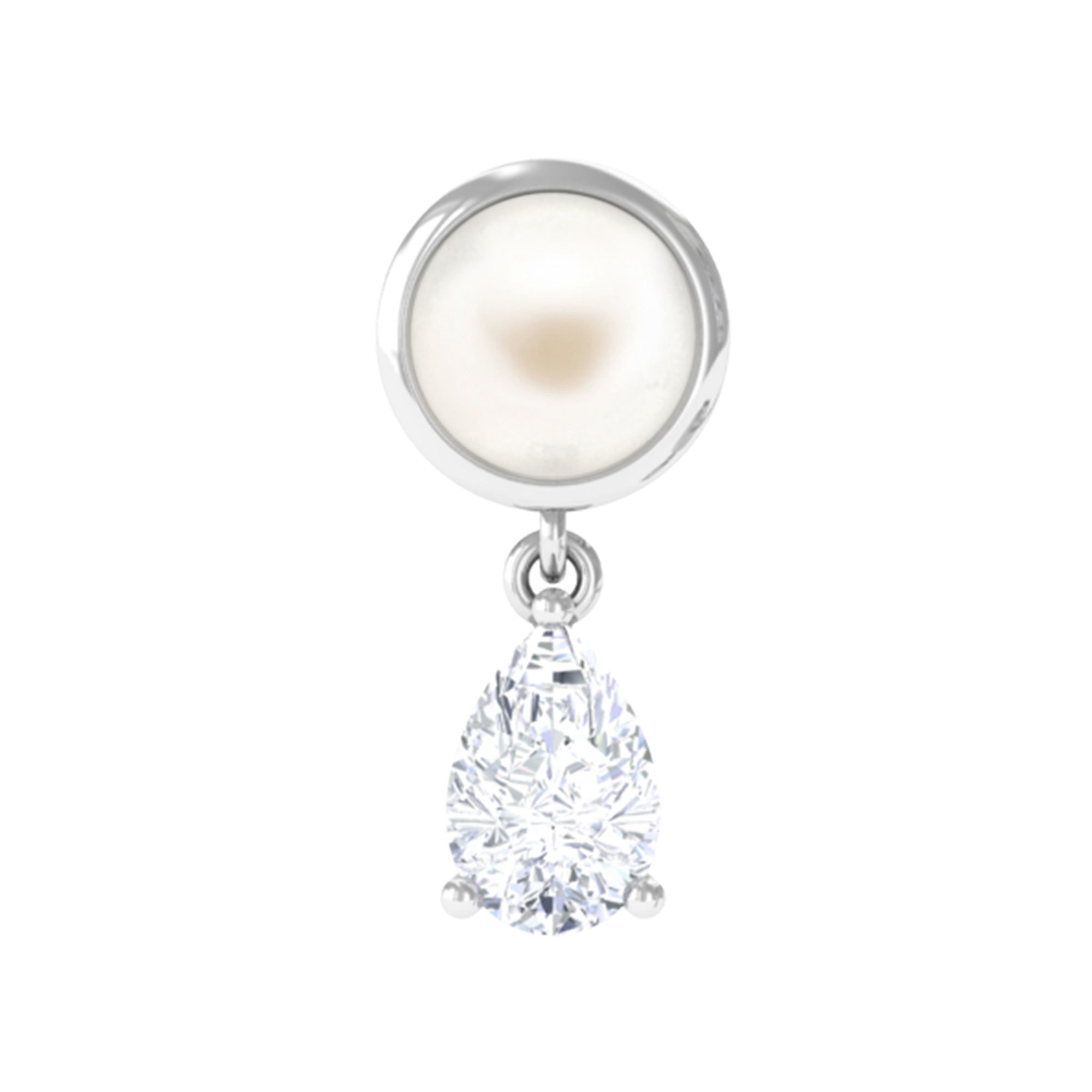 Freshwater Pearl and Moissanite Dangling Cartilage Earring