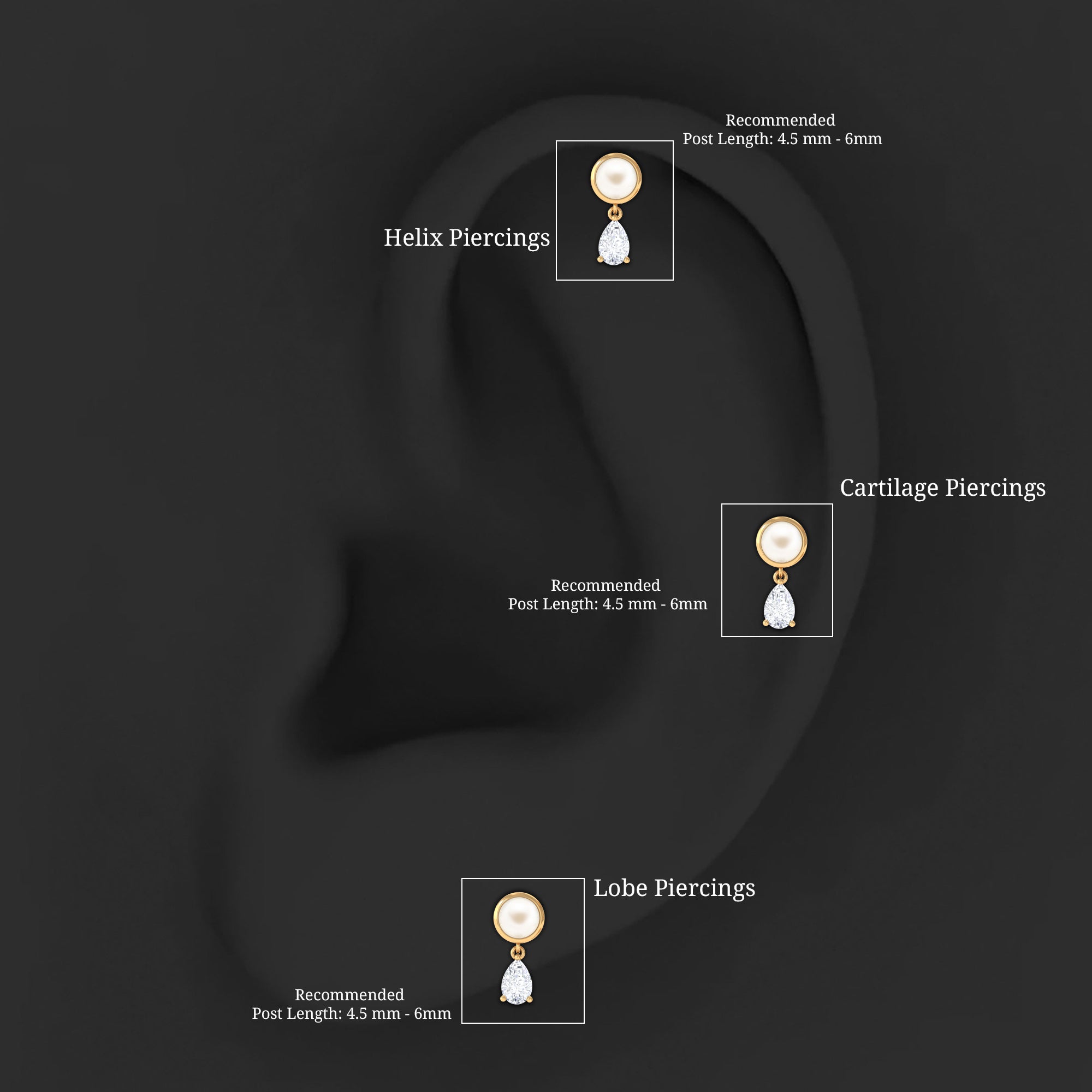 Freshwater Pearl and Moissanite Dangling Cartilage Earring