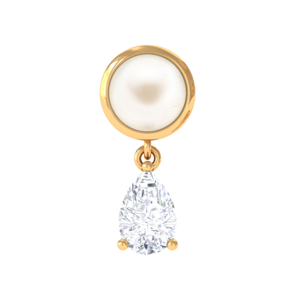 Freshwater Pearl and Moissanite Dangling Cartilage Earring