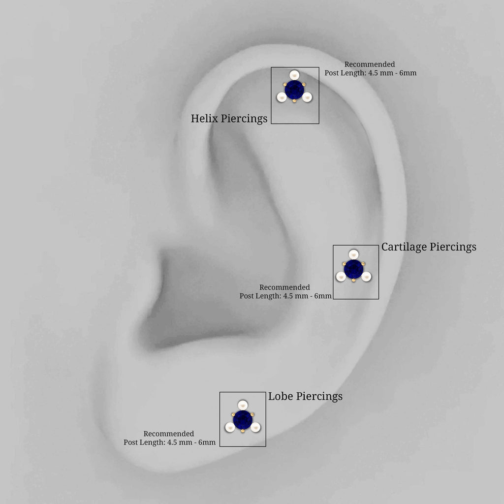 Blue Sapphire and Freshwater Pearl Cartilage Earring