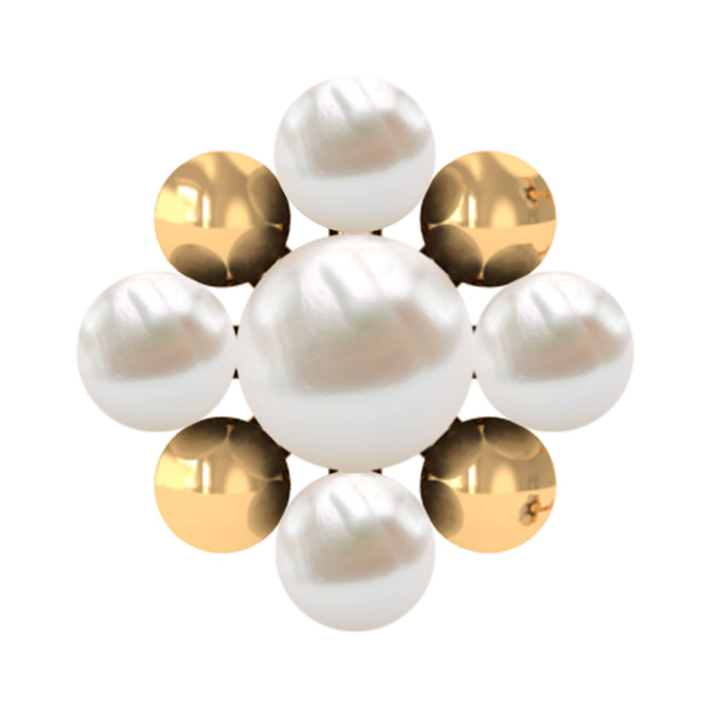 Real Freshwater Pearl Gold Beaded Flower Cartilage Earring