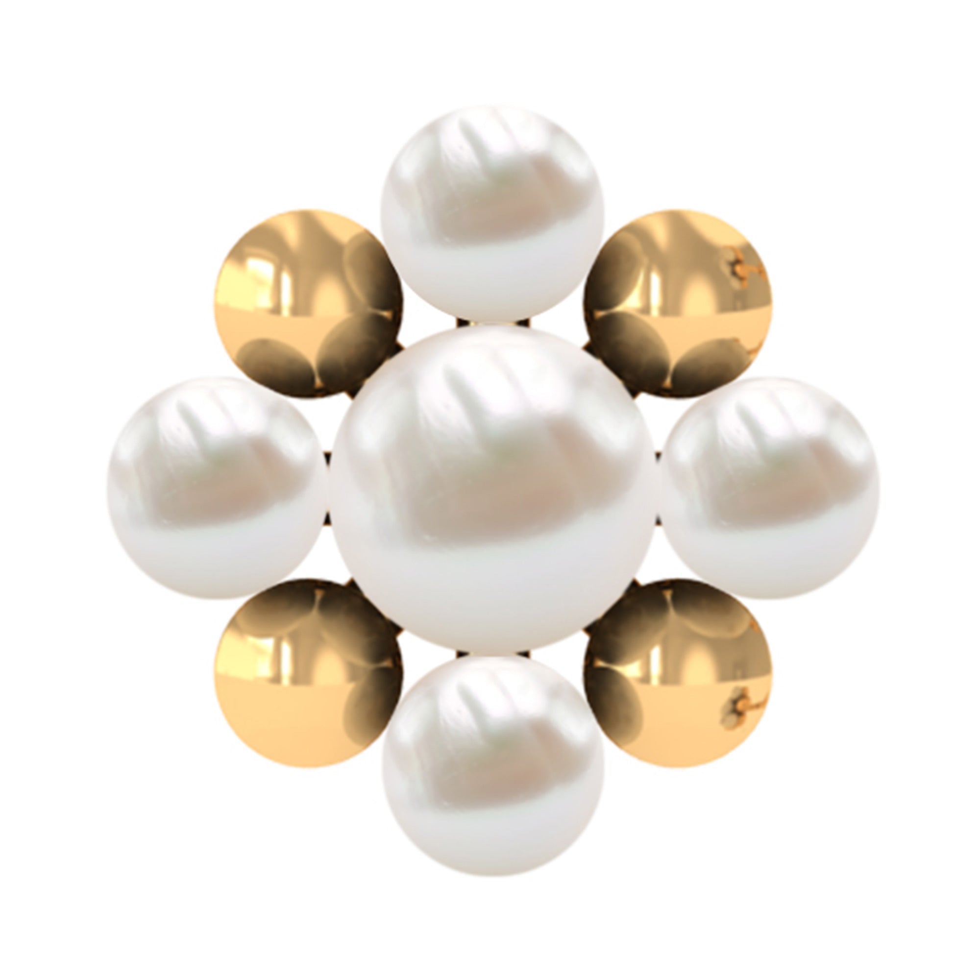 Real Freshwater Pearl Gold Beaded Flower Cartilage Earring