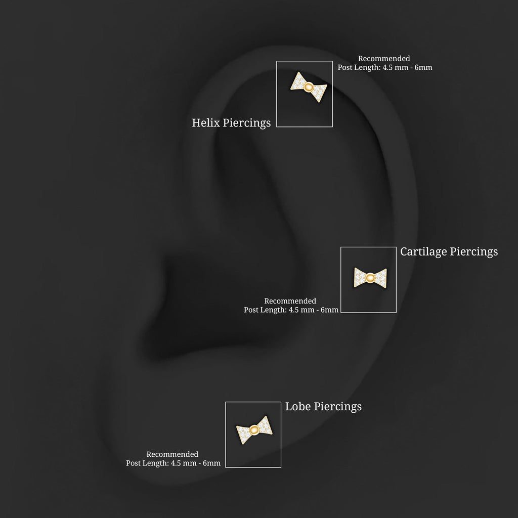 Diamond Bow Earring for Helix Piercing