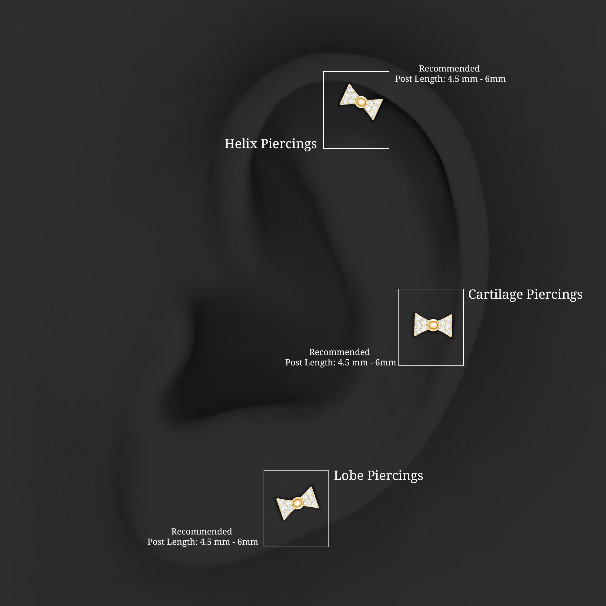 Diamond Bow Earring for Helix Piercing