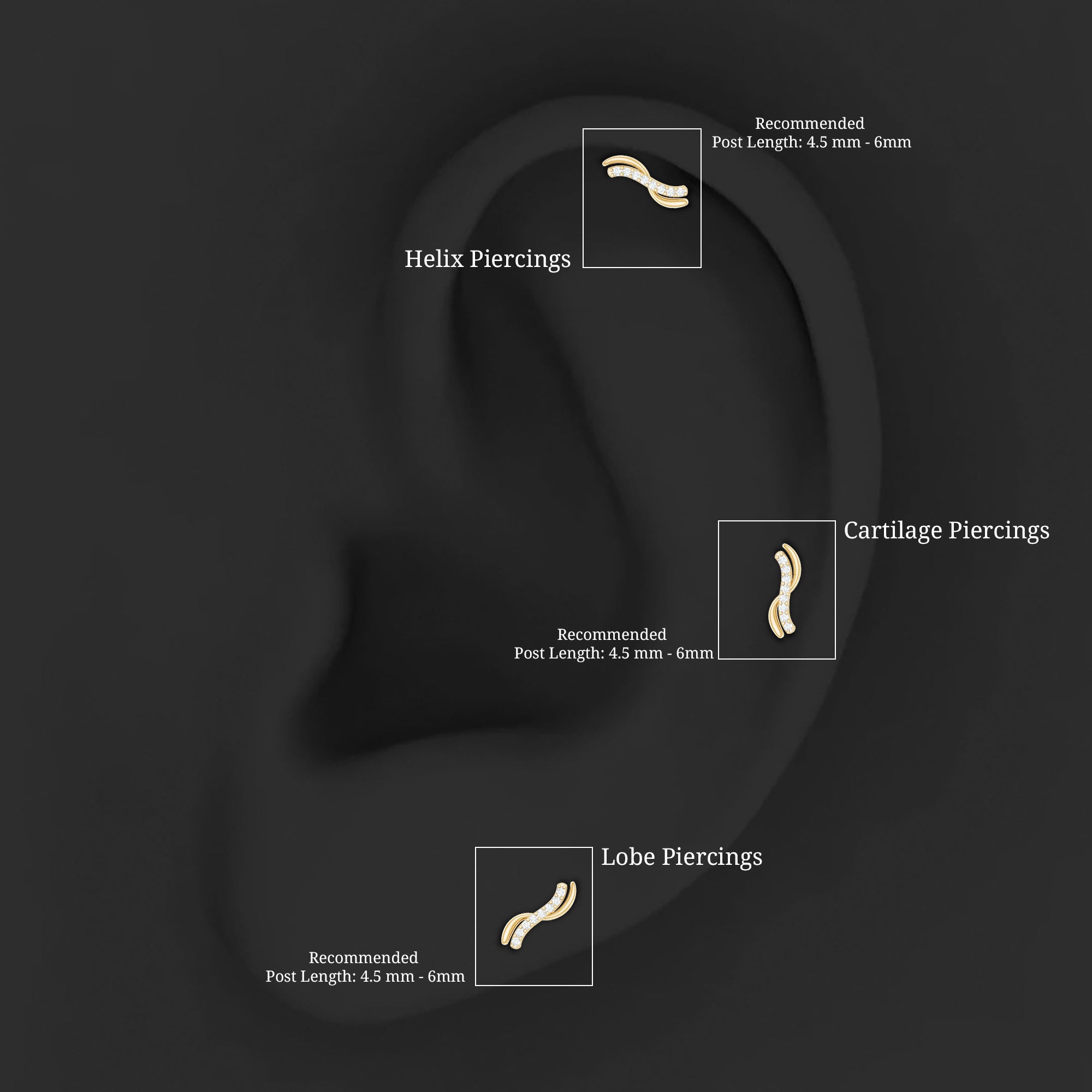 Diamond Wave Helix Piercing Earring