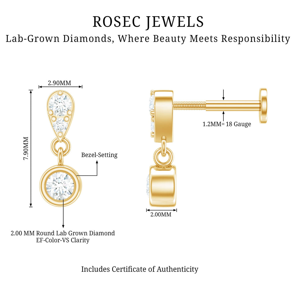 Diamond Cartilage Drop Earring