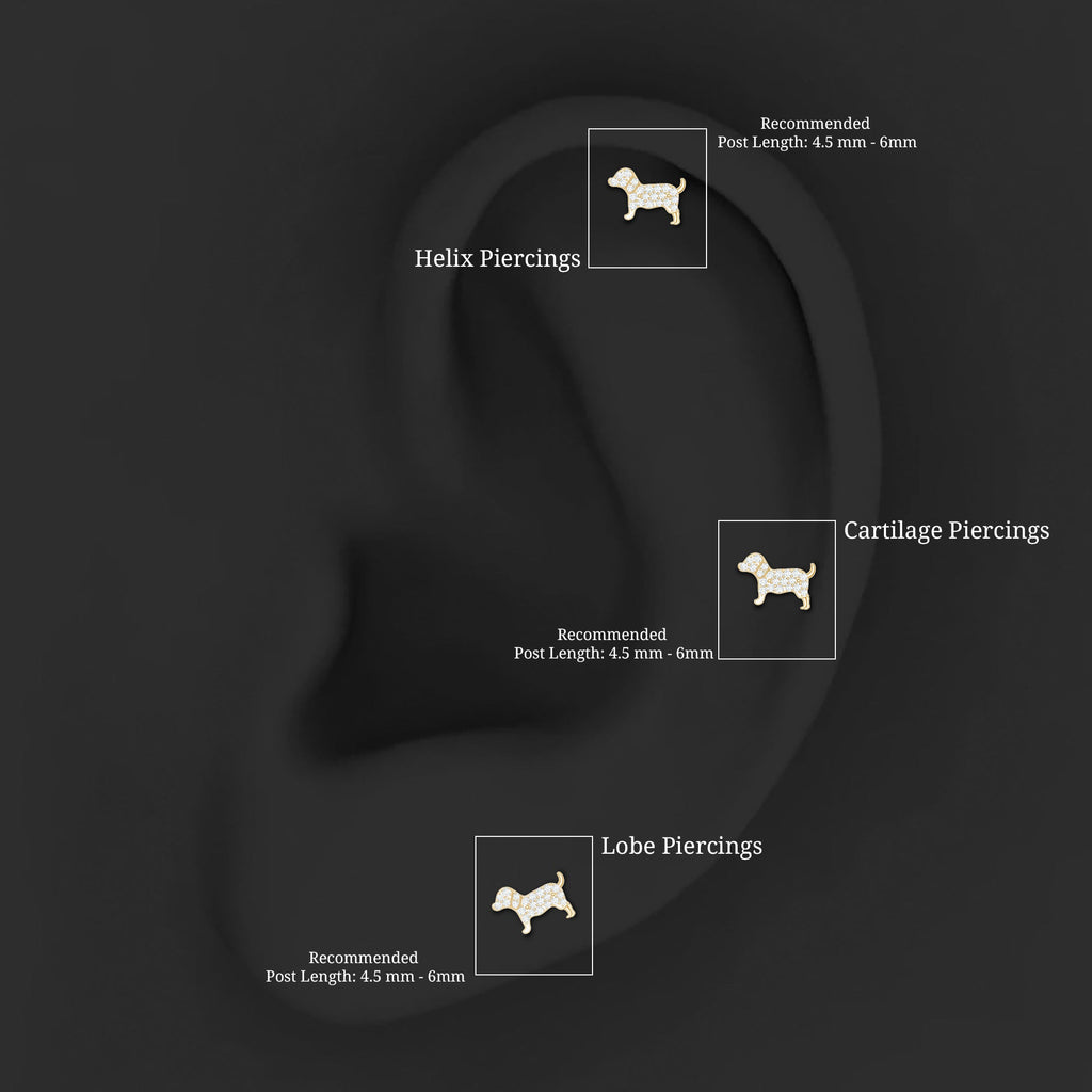 Adorable Diamond Puppy Earring for Helix Piercing