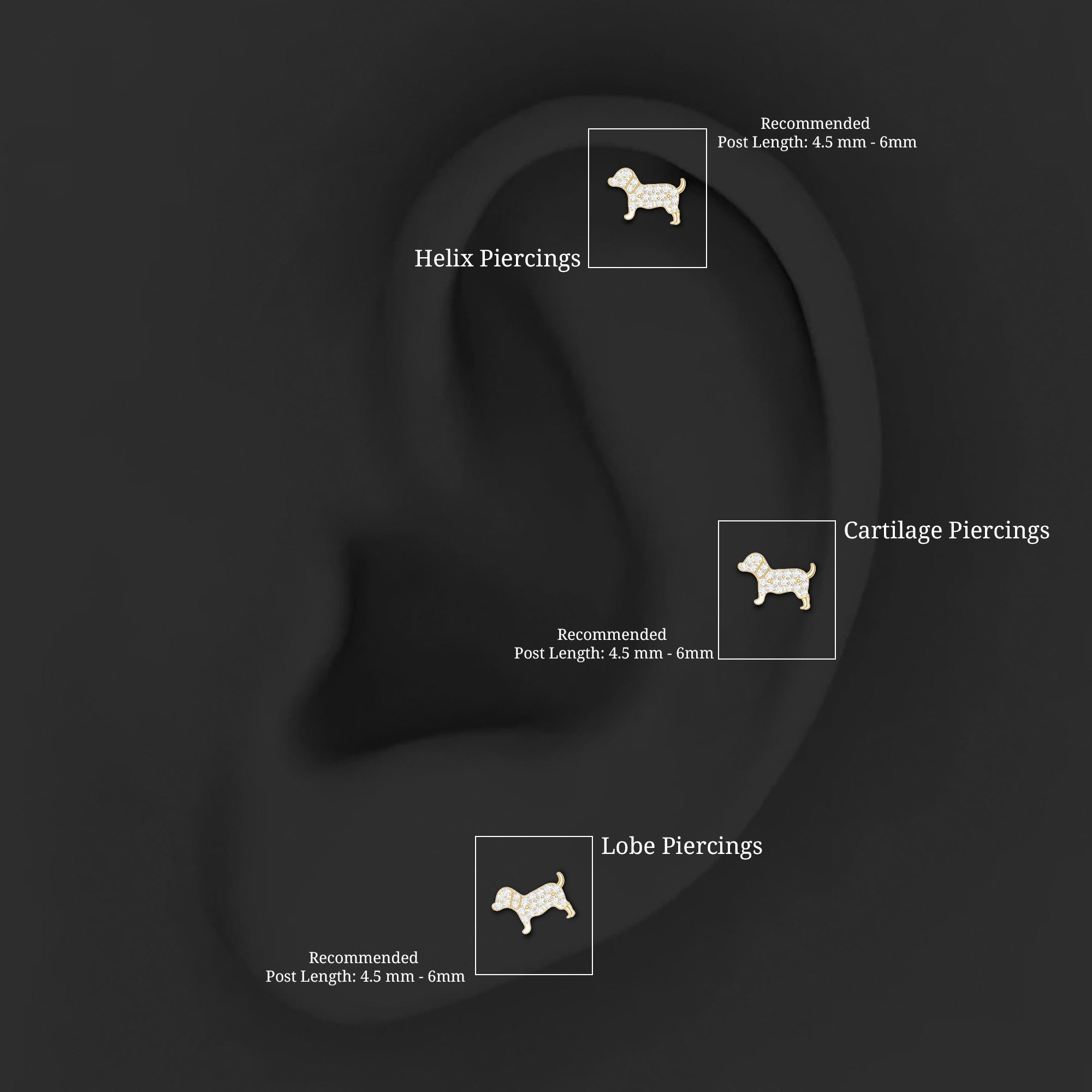 Adorable Diamond Puppy Earring for Helix Piercing