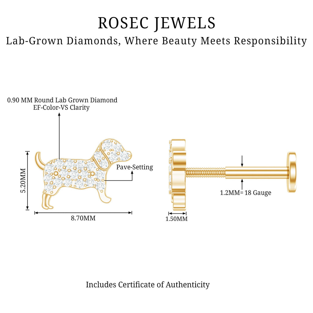 Adorable Diamond Puppy Earring for Helix Piercing