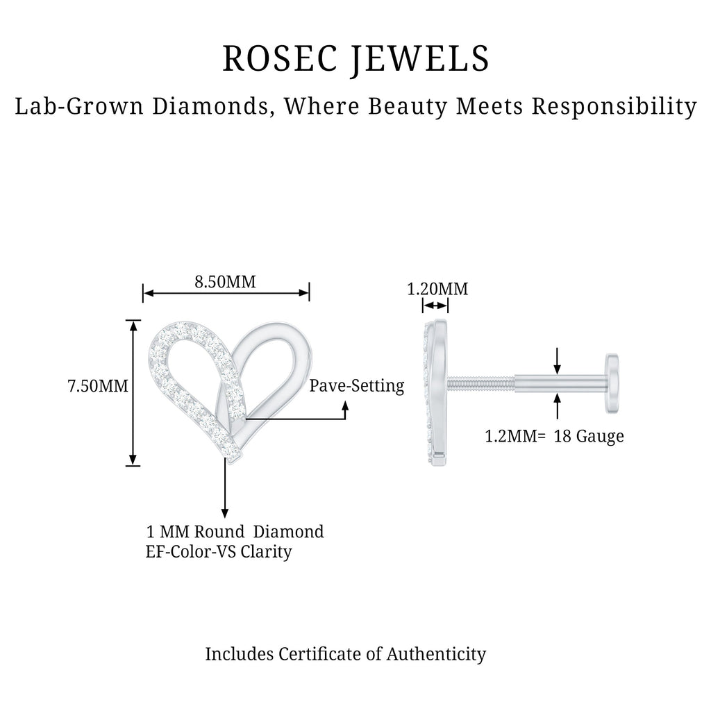 Diamond Heart Earring for Helix Piercing