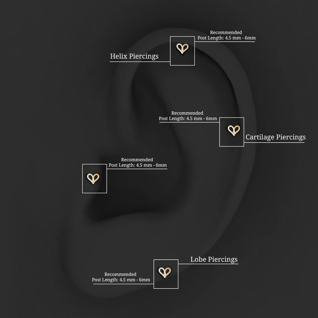 Diamond Heart Earring for Helix Piercing