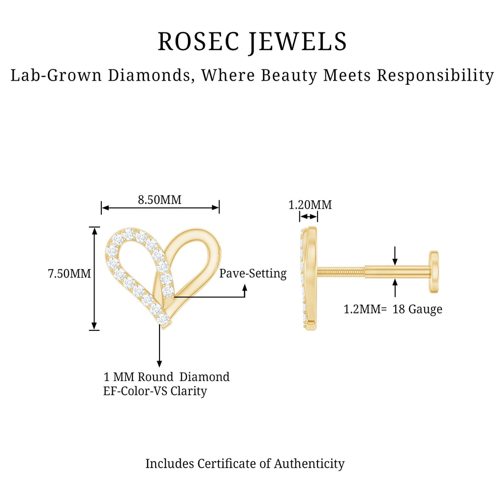 Diamond Heart Earring for Helix Piercing