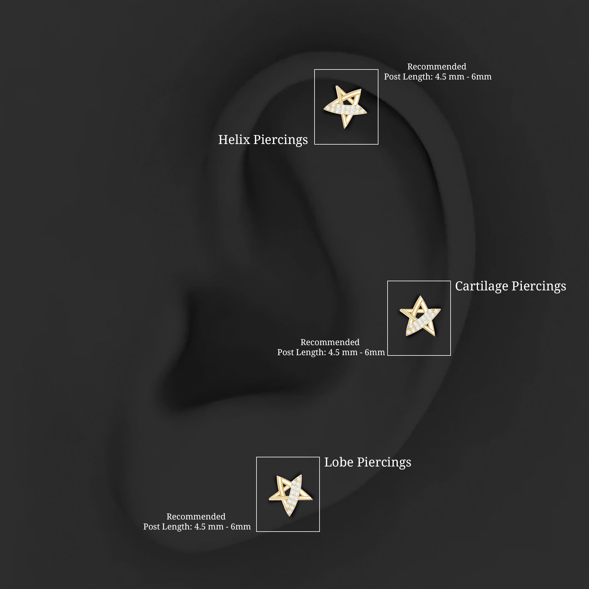 Diamond Star Earring for Helix Piercing