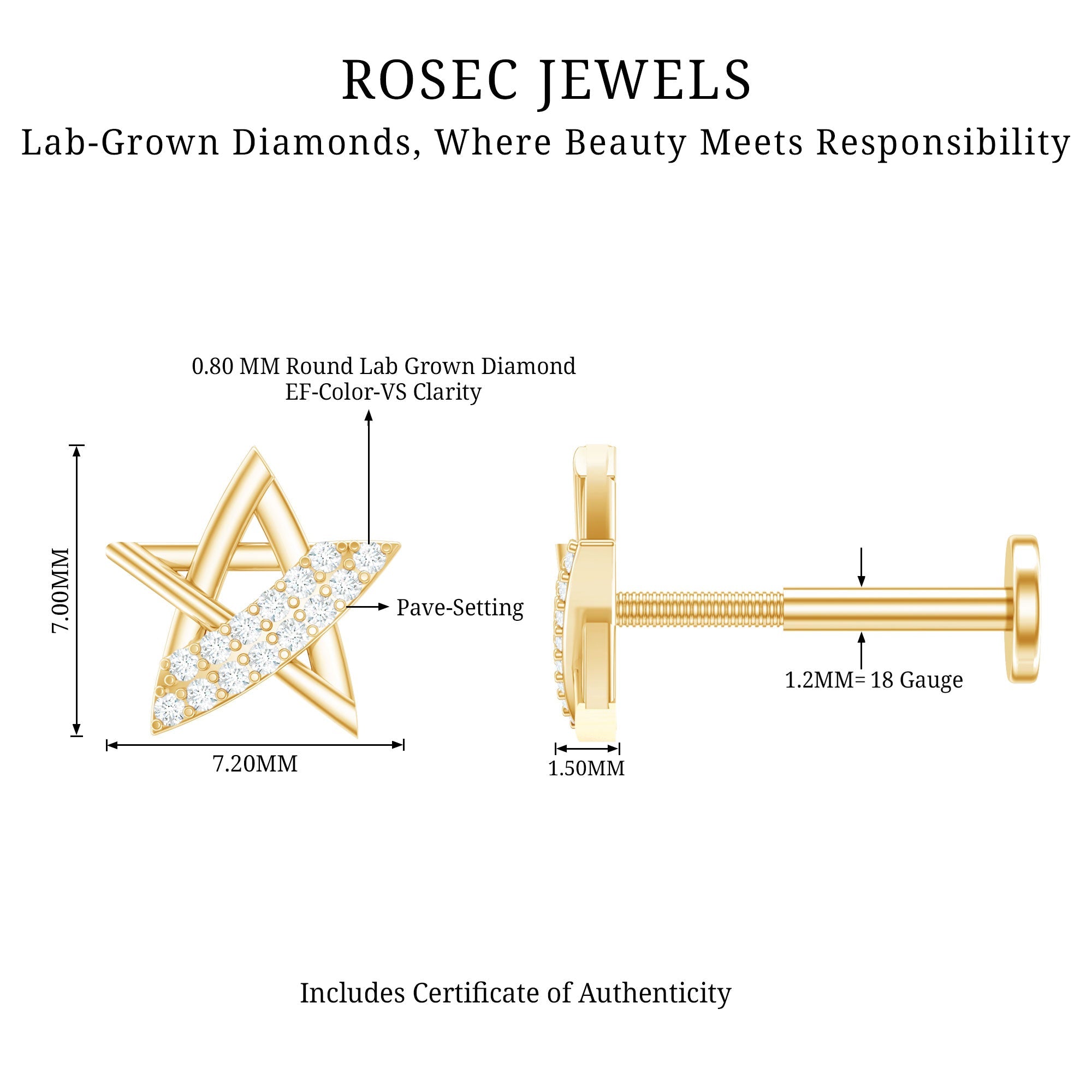Diamond Star Earring for Helix Piercing