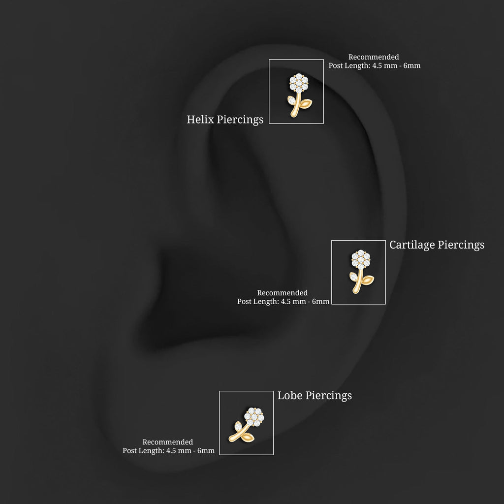 Diamond Flower Helix Earring