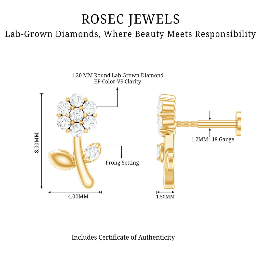 Diamond Flower Helix Earring