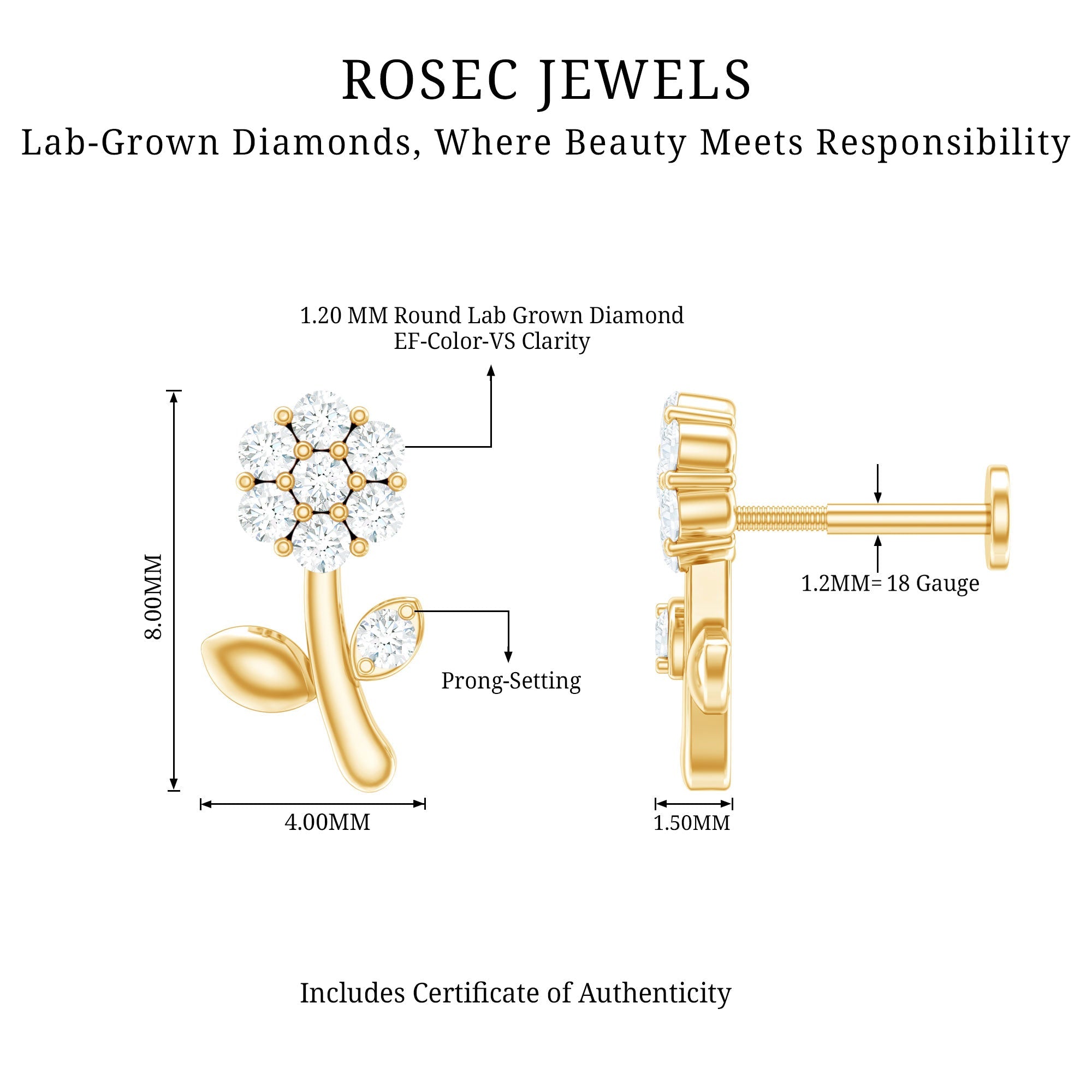 Diamond Flower Helix Earring