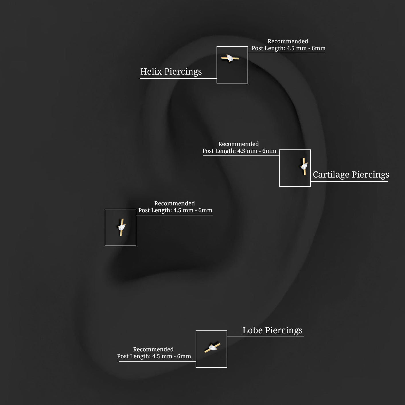 Pear Shape Diamond Solitaire Helix Earring for Her