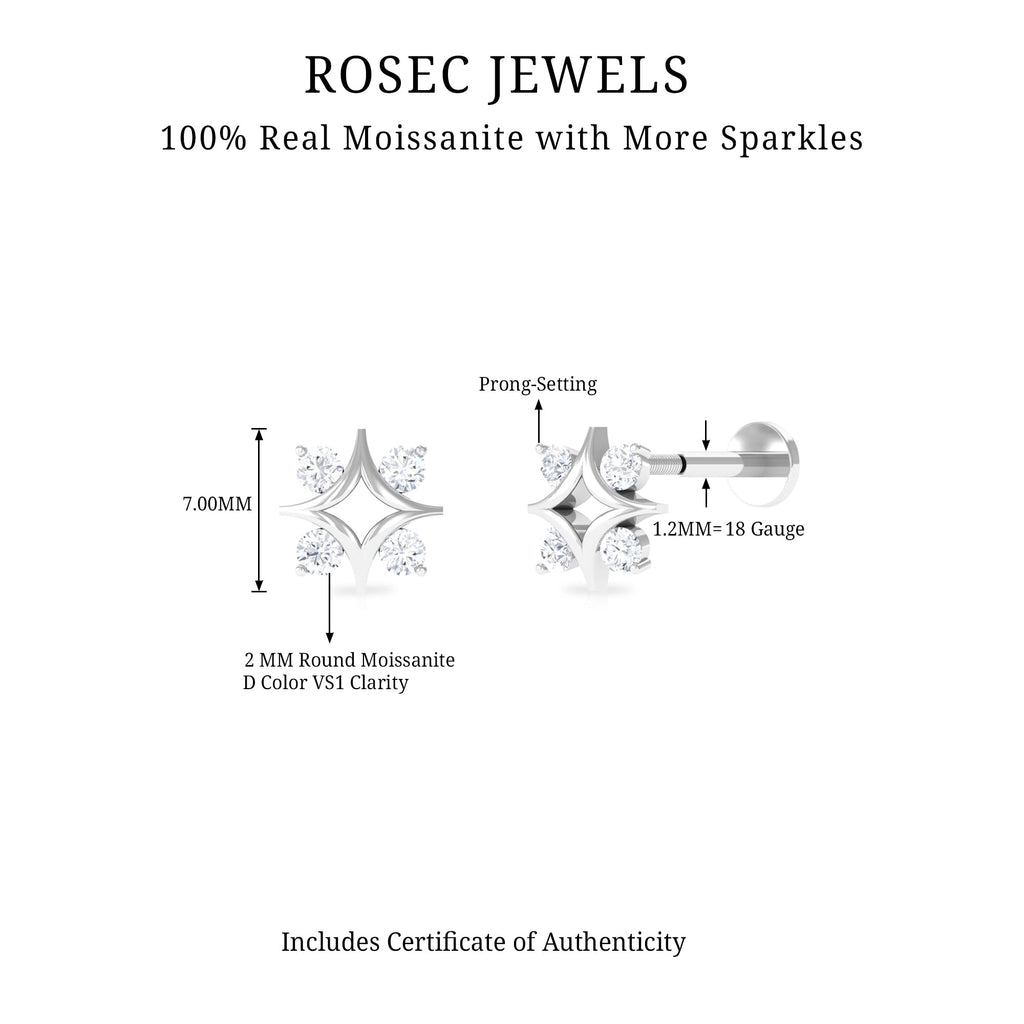 Round Moissanite Star Celestial Earring in Gold