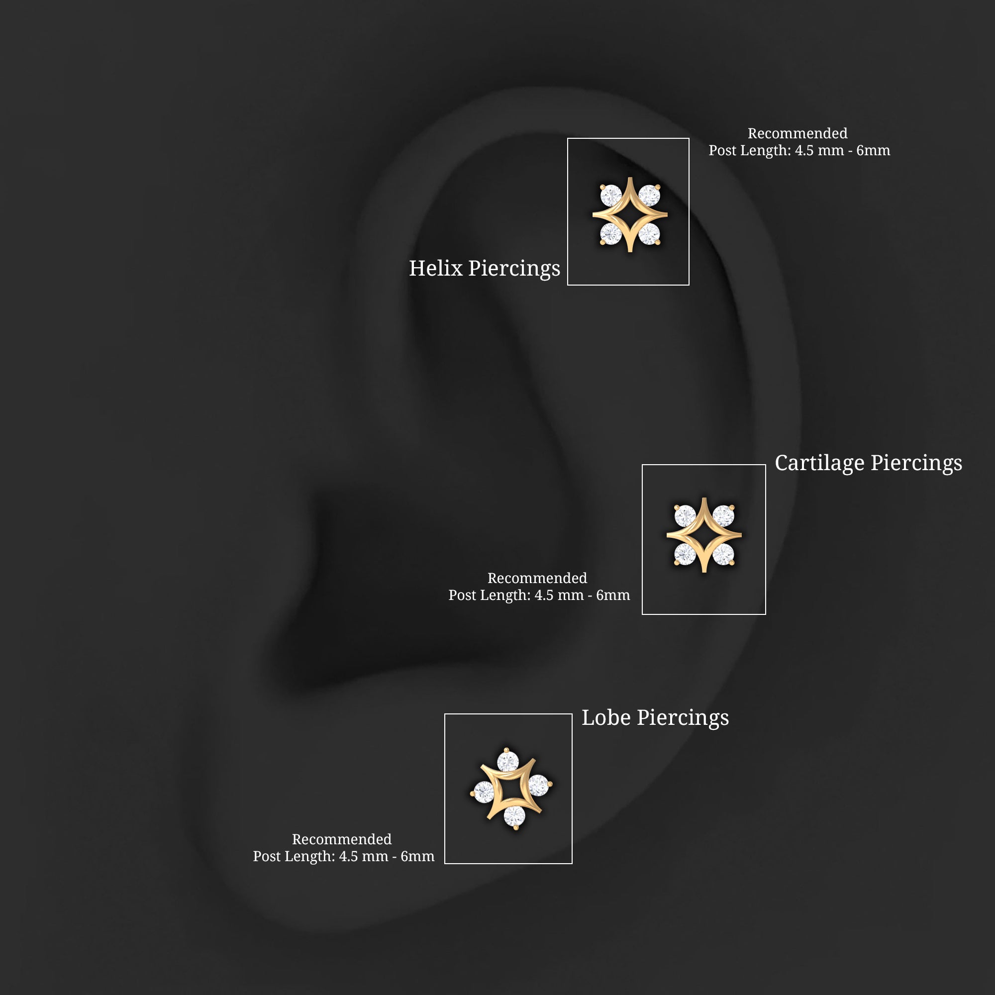 Round Moissanite Star Celestial Earring in Gold