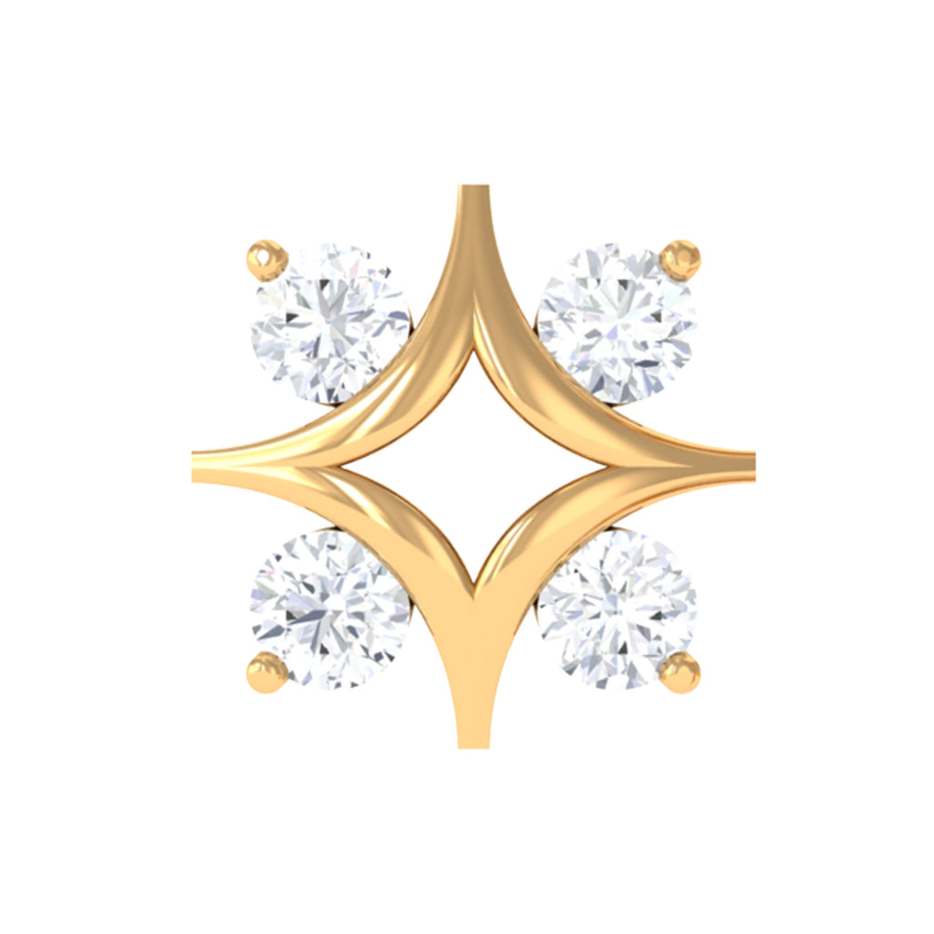 Round Moissanite Star Celestial Earring in Gold