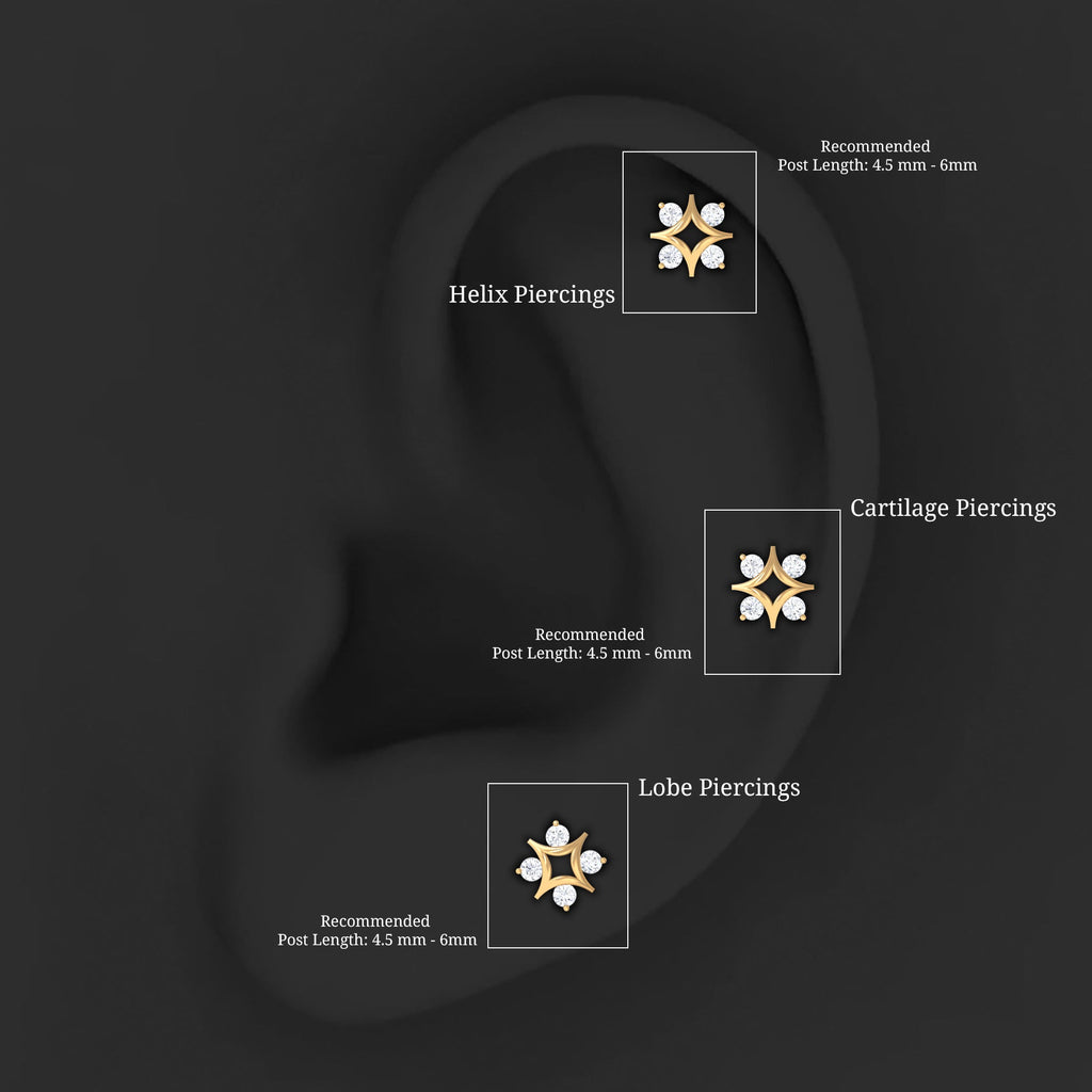 Round Moissanite Star Celestial Earring in Gold