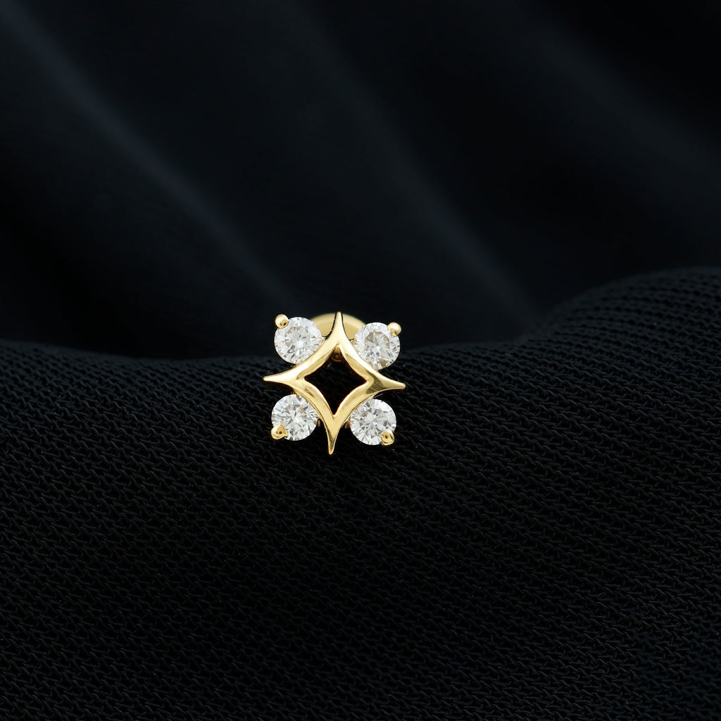 Round Moissanite Star Celestial Earring in Gold