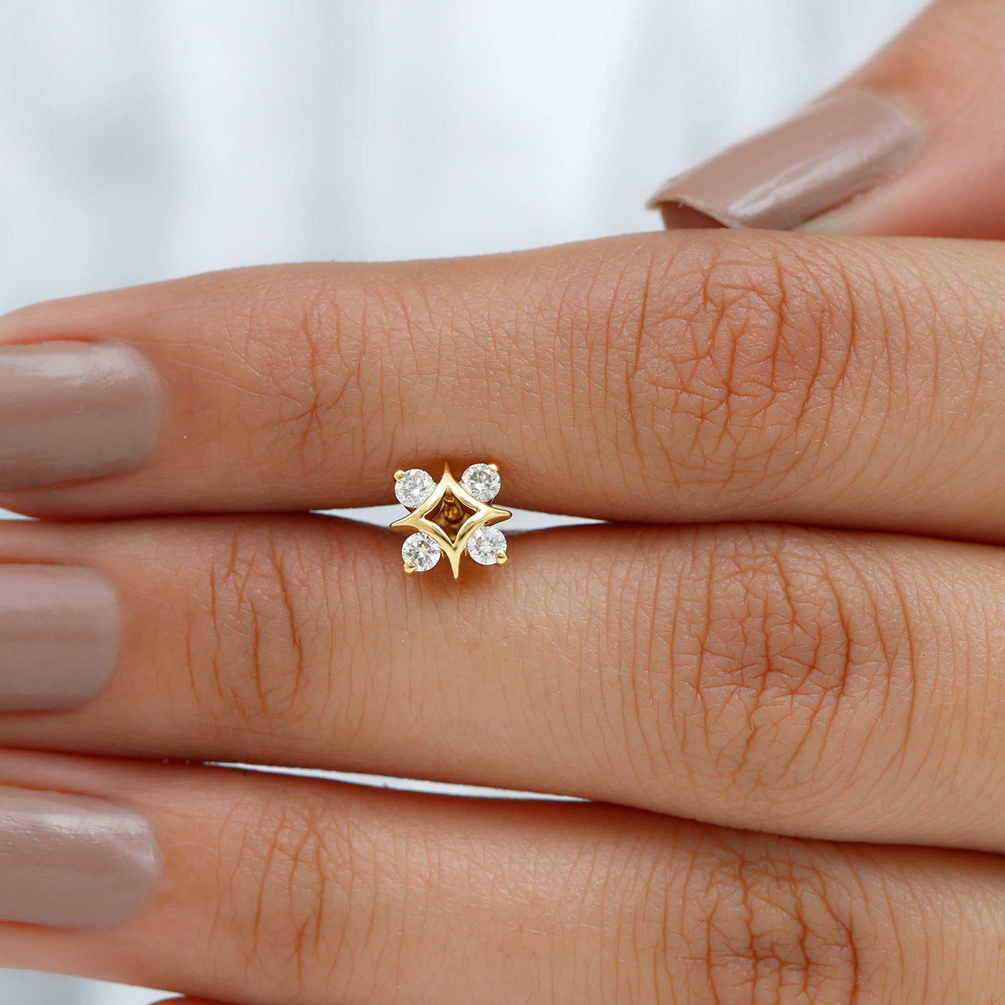 Round Moissanite Star Celestial Earring in Gold