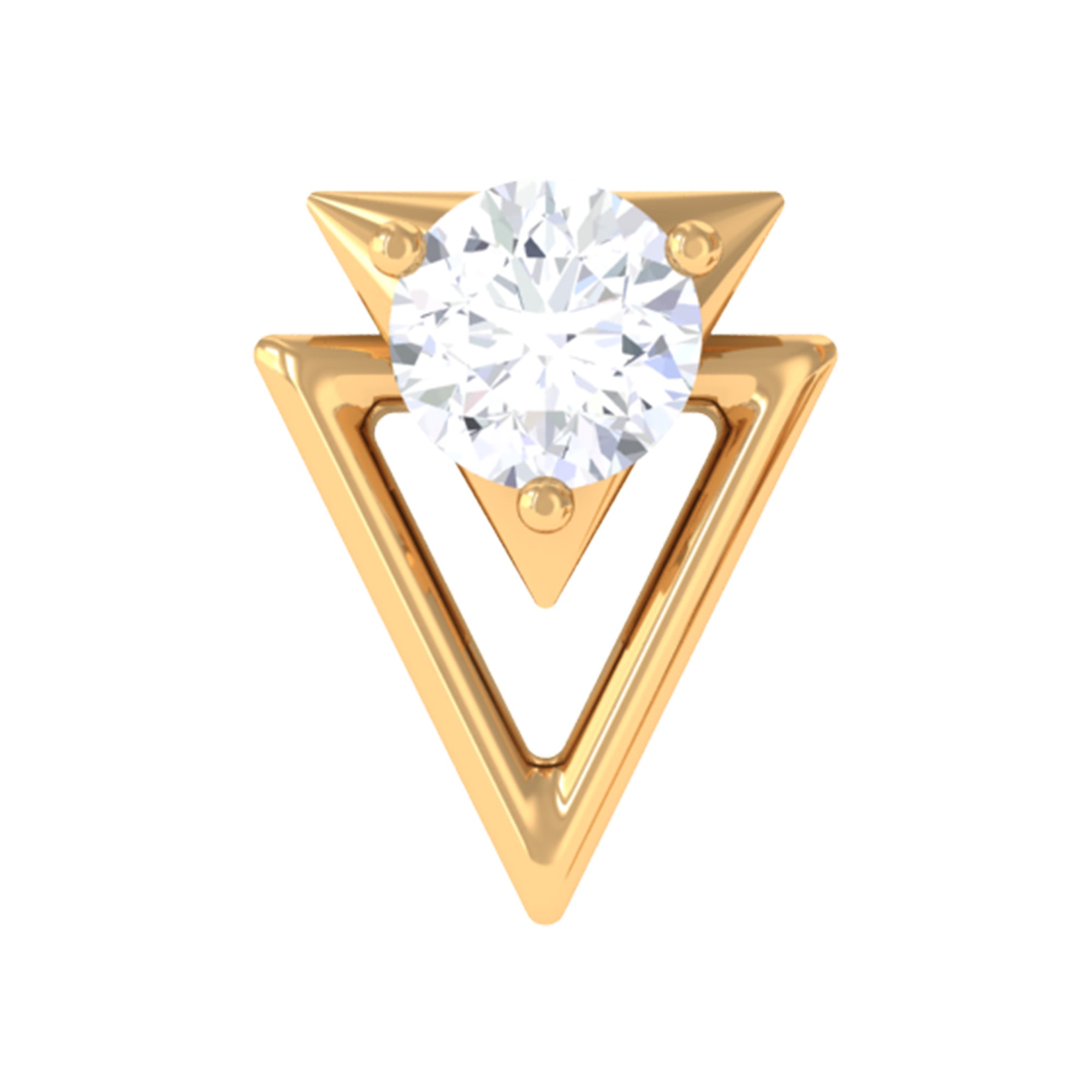 Moissanite Triangle Geometric Tragus Earring in Gold